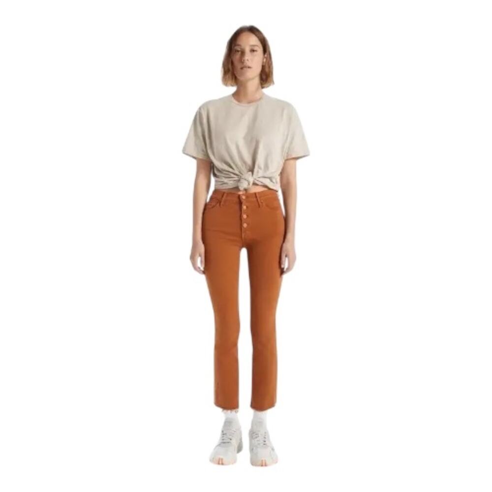 MOTHER Jeans Pixie Insider Ankle Fray Play Date Leather Brown 27